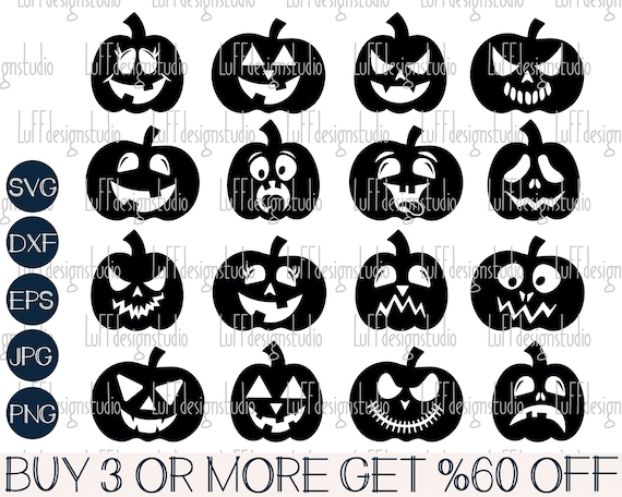 Jack O Lantern SVG Bundle, Funny Pumpkin SVG, Pumpkin Face SVG, Halloween Svg, Spooky Png, Files for Cricut, Sublimation Designs Downloads