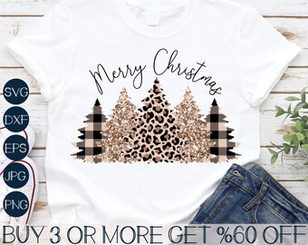 Leopard Christmas Tree SVG, Christmas PNG, Merry Christmas SVG, Cheetah Trees Png, Buffalo Plaid Svg, Cricut, Sublimation Designs Downloads