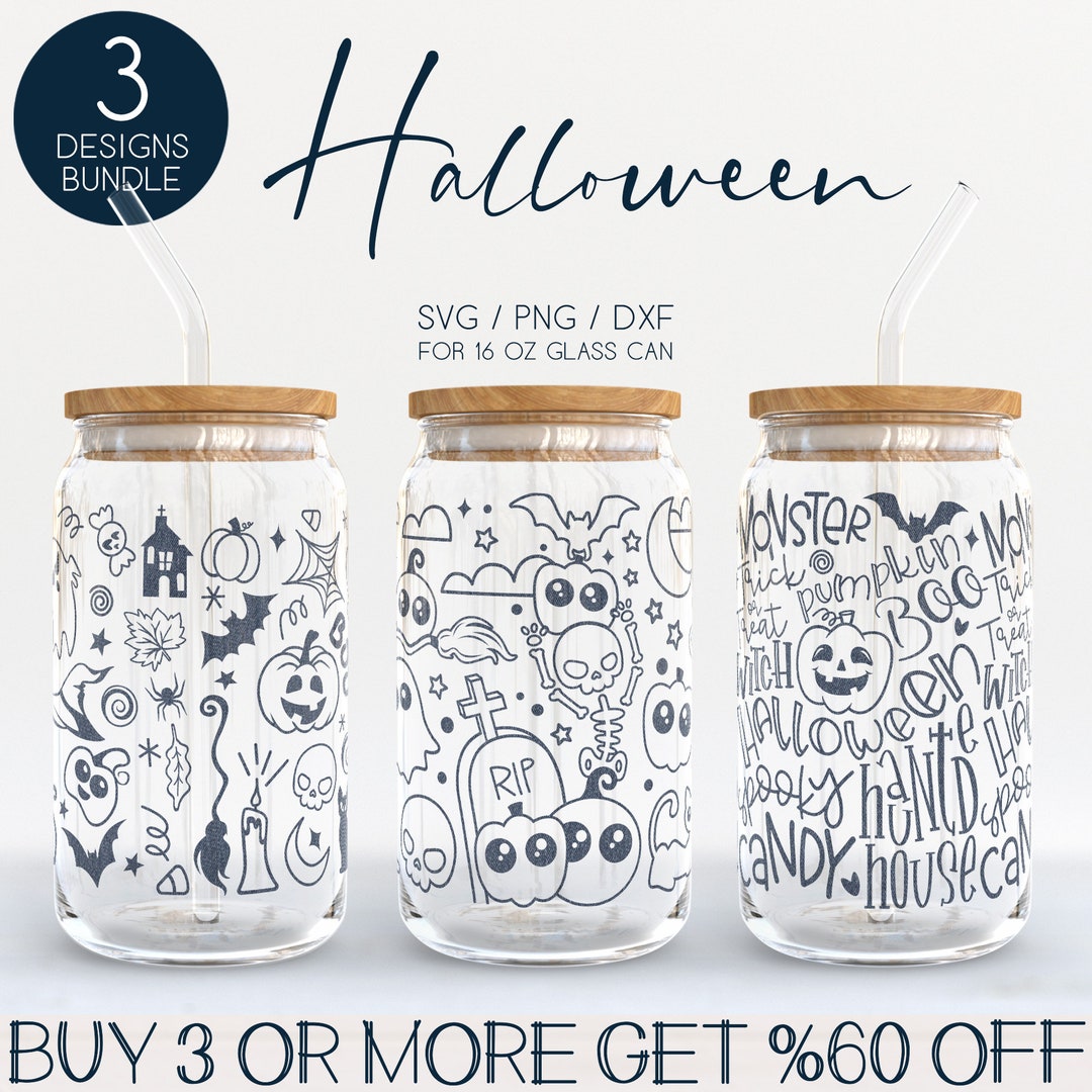 Halloween Libbey Glass SVG Bundle, Pumpkin 16oz Beer Can Wrap Svg Png ...