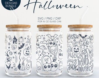 Pakiet Halloween Libbey Glass SVG, Pumpkin 16oz Beer Can Wrap Svg Png Dxf, Witchy Coffe Cup Svg, Funny Tumbler Wrap Pliki Svg dla Cricut