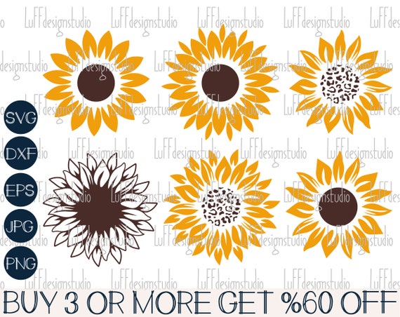 Sunflower Bundle SVG, Sunflowers Svg, Sunflower PNG, Flower, Stencil, Dxf, Svg Files For Cricut, Silhouette, Sublimation Designs Downloads