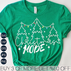 Modo Navidad SVG, Árbol de Navidad SVG, Luces de Navidad SVG, Feliz Navidad PNG, Archivos SVG para Cricut, Descargas de diseños de sublimación