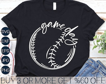 SVG de béisbol, SVG de día de partido, SVG de sóftbol, SVG de mamá de béisbol, SVG de camiseta de béisbol, fan, PNG, archivo SVG para Cricut, descargas de diseños de sublimación