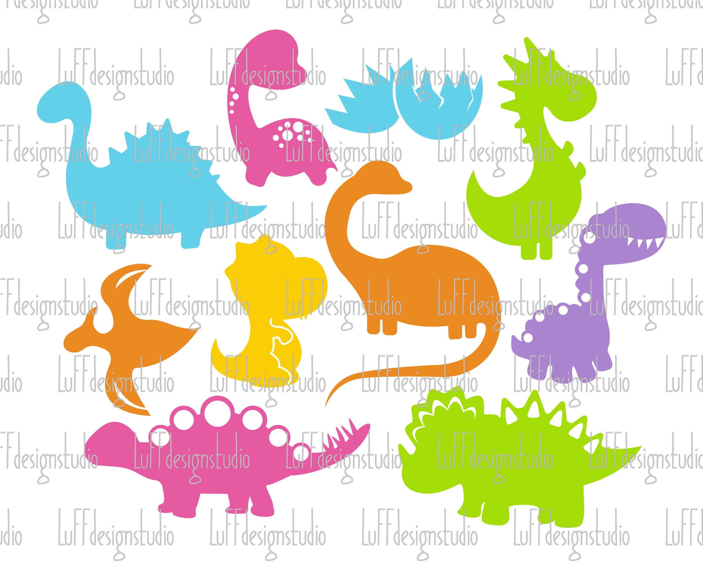 Dinosaur SVG Bundle, Cute Dino SVG, Baby Dinos Clipart, Png, Dxf ...