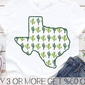 Texas Karte mit Kaktus SVG, Texas SVG, Kaktus, Kakteen, Clipart, Png, SVG-Dateien für Cricut Designs, Silhouette, Sublimation Designs Downloads