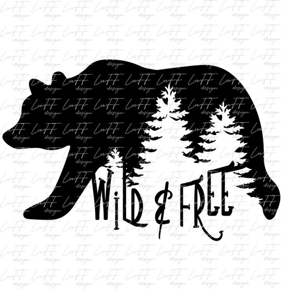 Bear Silhouette SVG, Wild and Free SVG, Nature SVG, Camping Svg, Black Bear Svg, Png, Svg Files For Cricut, Sublimation Designs Downloads