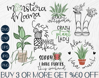 Funny Plant SVG Bundle, Succulent SVG, Plant Lady SVG, Cactus Svg, Gardening Svg Quotes, Svg Files For Cricut, Sublimation Designs Downloads