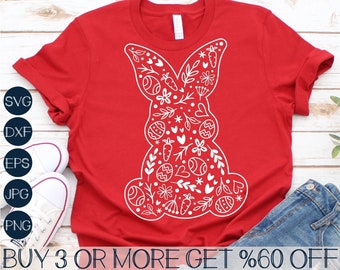 Easter SVG, Floral Easter Bunny SVG, Spring SVG, Happy Easter Svg, Flowers Svg, Popular Svg Files For Cricut, Sublimation Designs Downloads