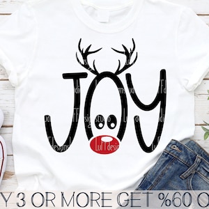 SVG de Navidad para niños, SVG de reno, SVG de alegría, SVG de asta de reno, SVG de camiseta divertida, PNG, archivos SVG para Cricut, descargas de diseños de sublimación