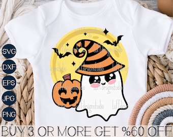 Baby Halloween SVG, Girls Cute Ghost SVG, Boys Boo SVG, Pumpkin Svg, Spooky Season Png, Files for Cricut, Sublimation Designs Downloads