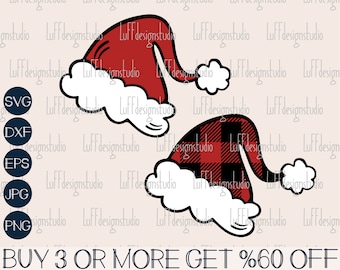 Buffalo Plaid Santa Hat SVG: Christmas Clipart (Digital Download)