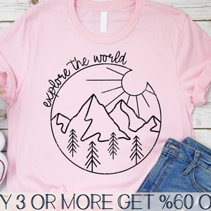 Voyageur du monde SVG, SVG camping, montagne SVG, aventure Svg, extérieur Svg, Svg Nature, Png, fichiers pour Cricut, téléchargements de dessins par sublimation