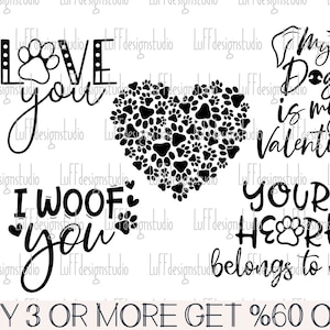 Hond Valentine SVG, Paw Heart SVG, hondenliefhebber Valentijnsdag SVG, hond moeder Svg, populaire png, Svg-bestand voor Cricut, sublimatie ontwerpen downloads
