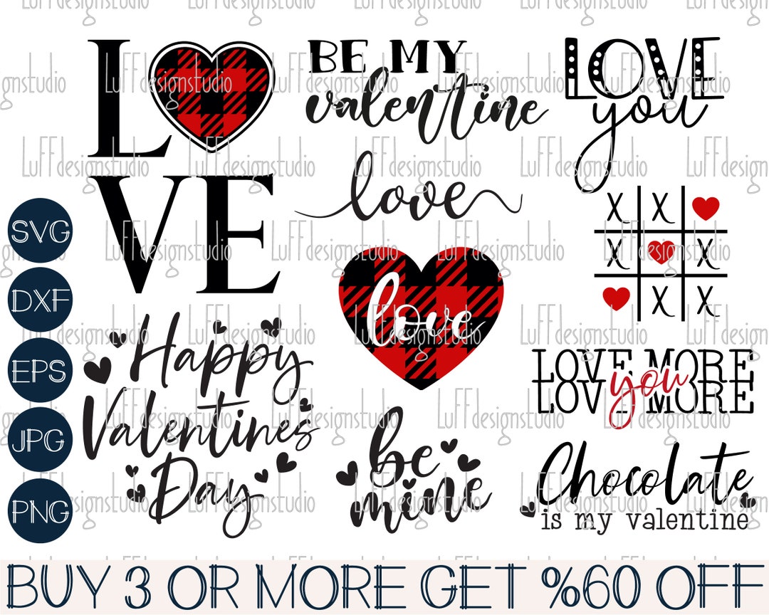 Valentines Day SVG Bundle, Be Mine SVG, Love SVG, Buffalo Plaid Heart ...