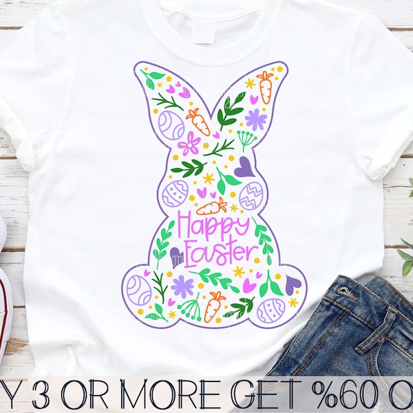 Easter SVG, Floral Easter Bunny SVG, Spring SVG, Happy Easter Svg, Flowers Svg, Popular Svg Files For Cricut, Sublimation Designs Downloads