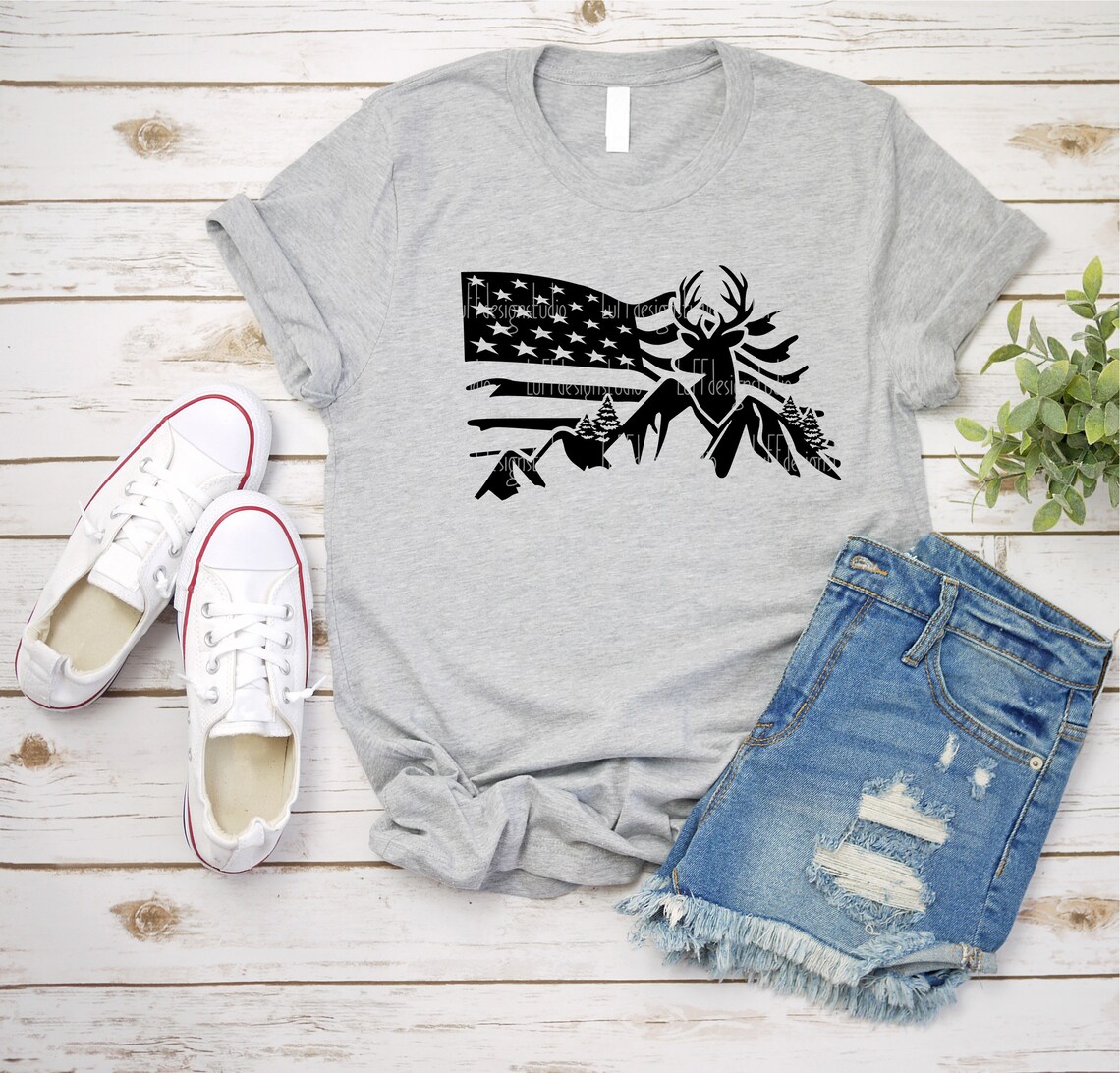 Download Deer SVG Distressed American Flag SVG 4th of July SVG | Etsy
