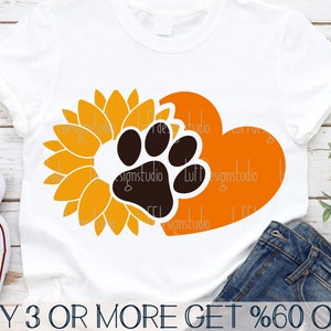 Chien Saint-Valentin SVG, SVG coeur patte, tournesol SVG, amoureux des chats Saint Valentin, chien maman Png, fichier pour Cricut, sublimation dessins téléchargements