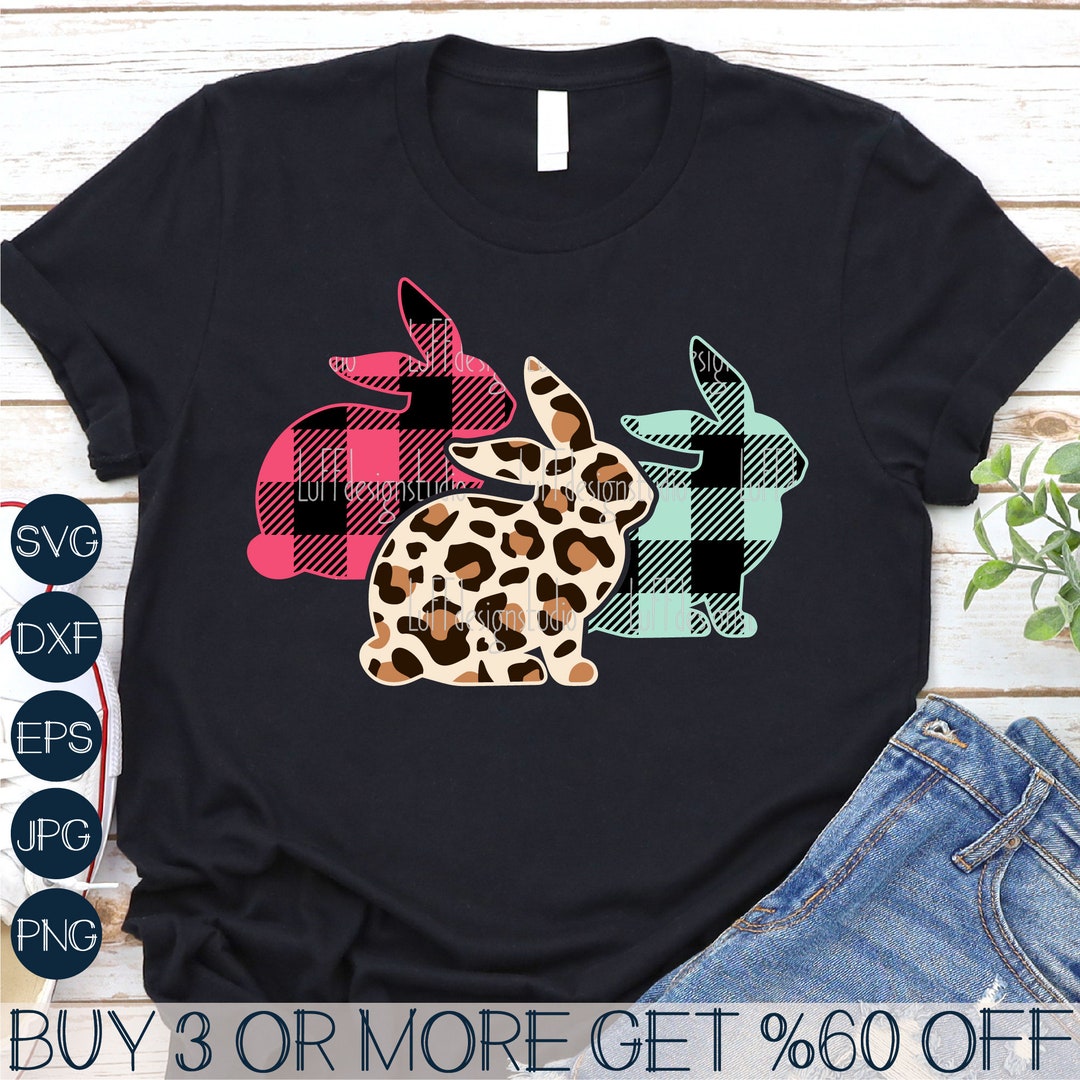 Leopard Buffalo Plaid Easter Bunny SVG PNG: Cricut Sublimation Designs ...