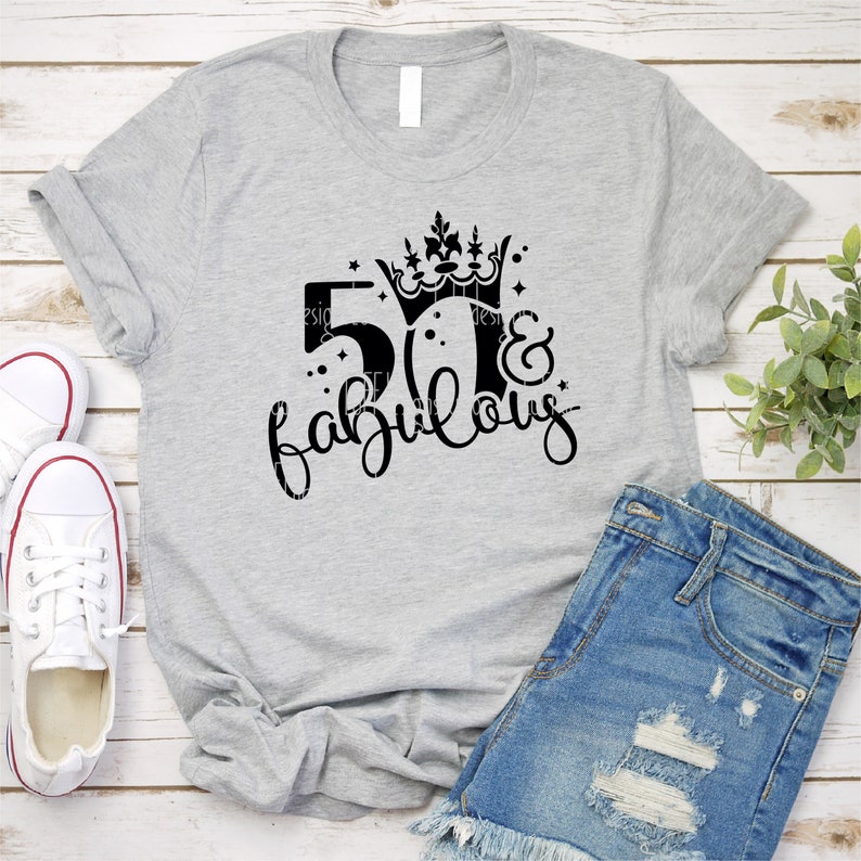 50º Aniversário SVG, 50 e Fabuloso SVG, Rainha do Aniversário SVG, É Meu Aniversário SVG, Coroa PNG, Arquivos para Cricut, Downloads de Designs de Sublimação imagem 3