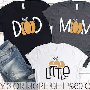 SVG de otoño familiar, SVG de calabaza pequeña, SVG de camiseta de otoño, SVG de calabaza de mamá y papá, PNG, archivos SVG para Cricut, descargas de diseños de sublimación