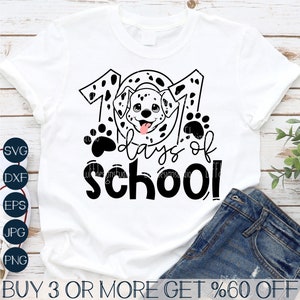 101 dagen school SVG, hondenliefhebber SVG, grappige 100 dagen school SVG, Dalmatische Svg, png, bestanden voor de Cricut, sublimatie ontwerpen downloads