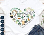 St Patricks Day Heart SVG, Lucky SVG, Girls Doodle Saint Patricks Svg, Shamrock Png, Svg Files for Cricut, Sublimation Designs Downloads