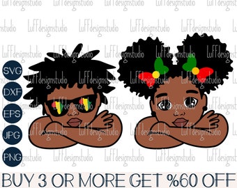 Juneteenth Svg, Black Girl SVG, Black Boy SVG, Afro Kids Svg, Black History Svg,  Png, Files For Cricut, Sublimation Designs Downloads