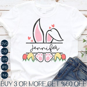 Split Easter Bunny Monogram SVG: Kids Name Frame (Digital Download)