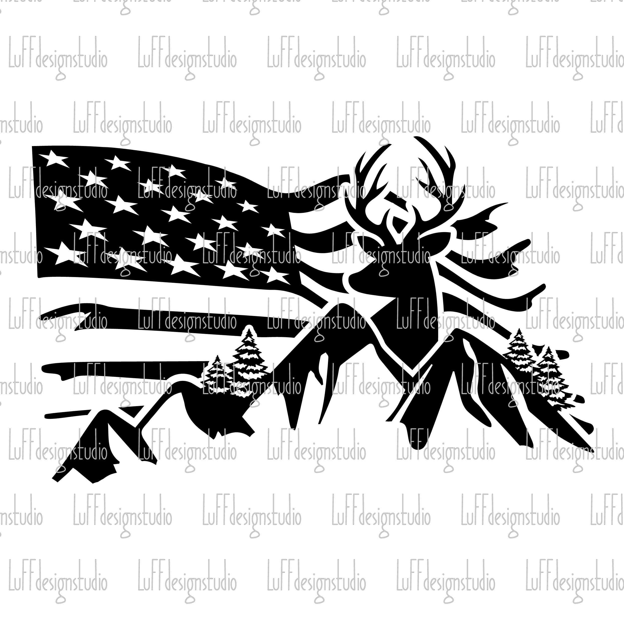 Download Deer SVG Distressed American Flag SVG 4th of July SVG | Etsy