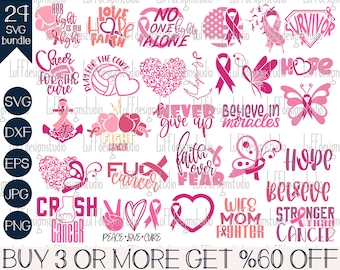 Breast Cancer SVG, Cancer Awareness SVG, Butterfly SVG, Cancer Ribbon, Png, Dxf, Files For Cricut, Silhouette, Sublimation Designs Downloads