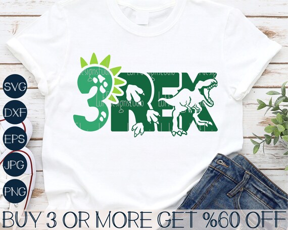 Three Rex SVG, 3rd Birthday Boy SVG, Dinosaur SVG, Boy's Third Birthday Svg, Dino Png, Svg Files For Cricut, Sublimation Designs Download