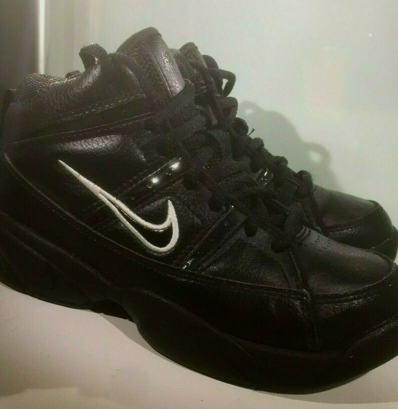 boys black leather nike trainers