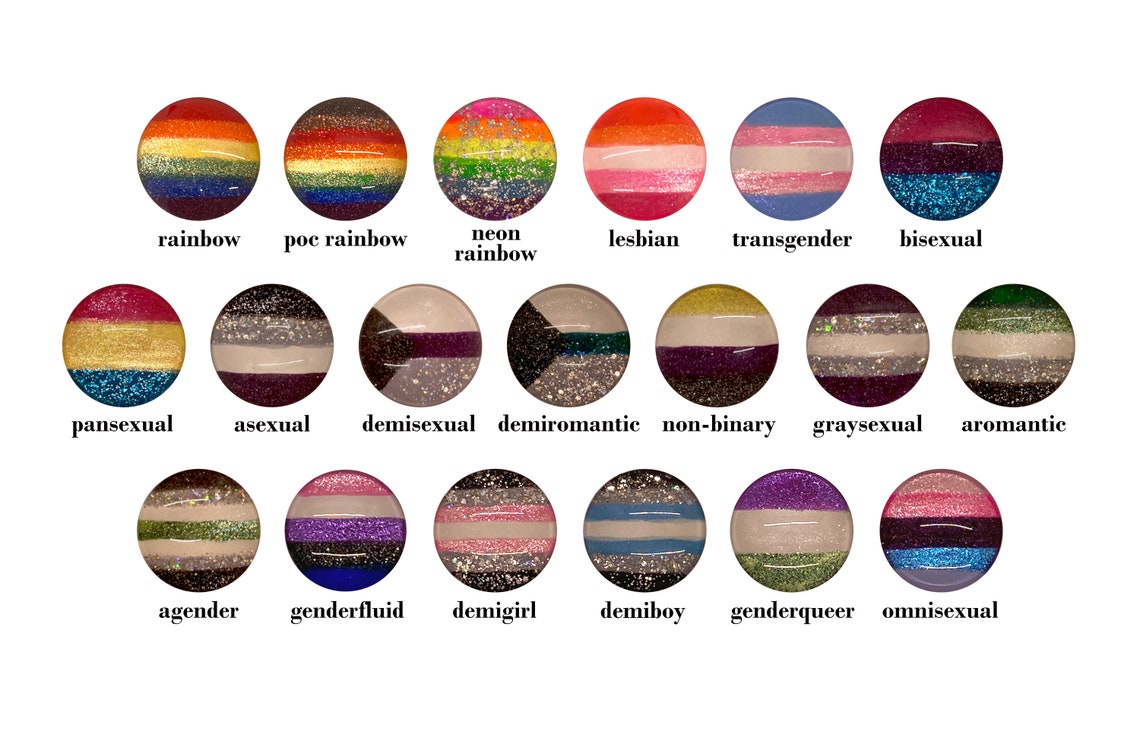 Glitter Pride Flag Hair Clip Set With Cabachon Embellishment Etsy