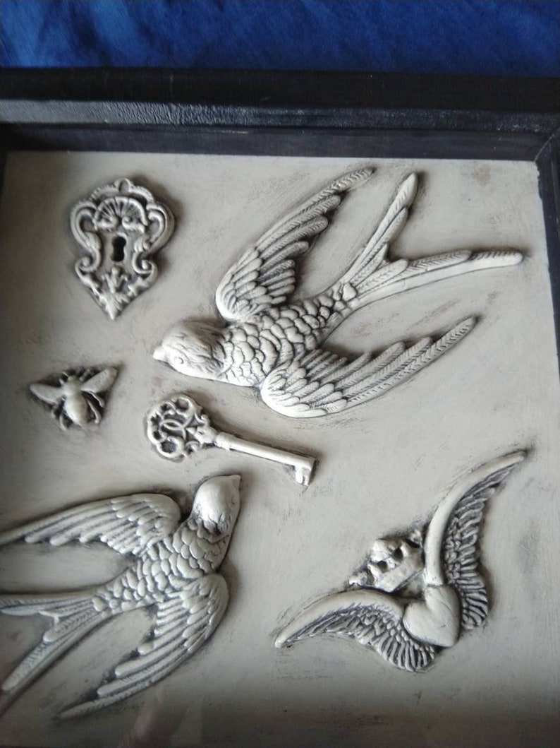 Original shadow box framed and glazed art Key to my heart.