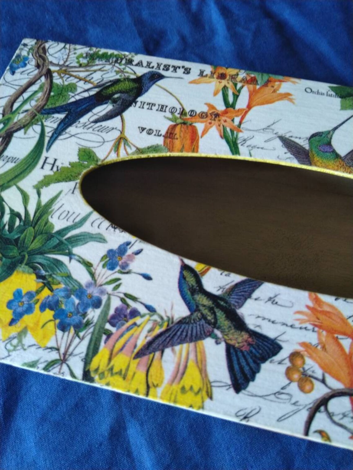 Soporte de caja de tejido de madera decoupaged cubierta. | Etsy