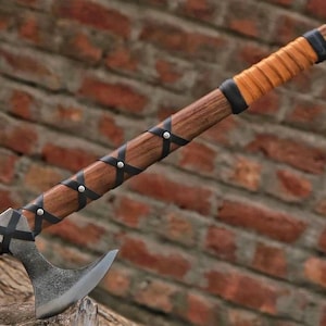 RAGNAR VIKING AXE Forged Camping Axe with Rose Wood Shaft, Viking Gifts, Viking Bearded Nordic, Christmas, Custom Gift, Best Gift For Him |