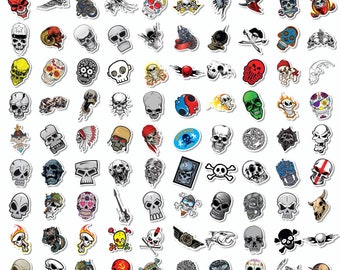 50 pcs Decals Stickers Collection Skulls 9 packs rock’n’roll racing pirate vampire death passion monster Gothic No duplicates DPSBS