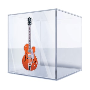 Retro Orange Electric Guitar Sticker – Classic Rock and Roll Musical Instrument Vinyl Decal, Iconic Guitar Shape for Laptop, Car BMDMU