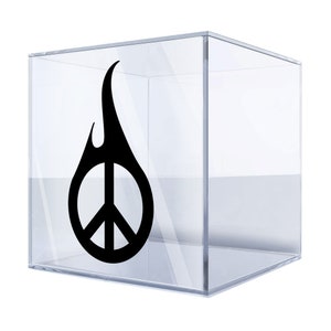 Adesivo con simbolo di pace fiammeggiante – Adesivo in vinile audace con simbolo di pace e design di fiamme per auto, laptop e bottiglie d'acqua A4FD4