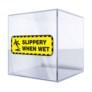Slippery When Wet Sign Vinyl Sticker – Bright Yellow Safety Decal for Floors, Walls, and Workspaces BUM4B