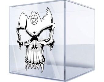 Decal Sticker Gray Black Skull tattoo style motorbike hard to find death crashed smash L4DWF