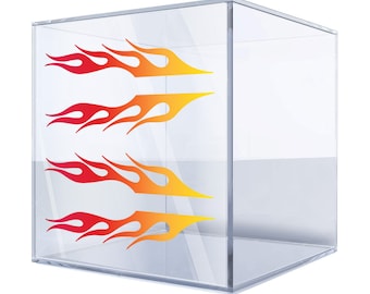 Flame Decal Set of 4 – Bold Red and Yellow Flame Vinyl Stickers for Cars, Bikes, and Water Bottles, Durable and Removable AMMIM