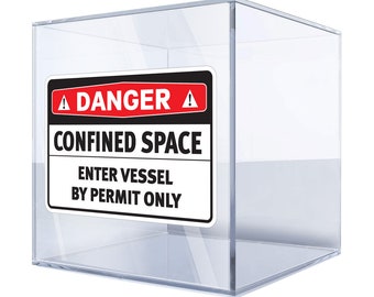 Adhesivo de peligro en espacios confinados: adhesivo de seguridad de alta visibilidad para lugares de trabajo industriales, se requiere permiso para ingresar a la embarcación, vinilo duradero BS4DB