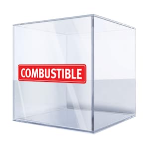 Combustible Safety Sticker – Bold Red & White Vinyl Warning Sign for Workplace and Industrial Use BUBIA