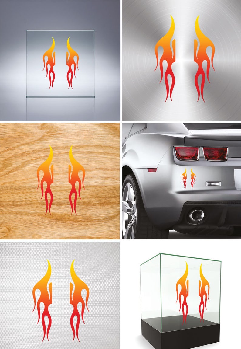 Red Flames Sticker Flame Vinyl Decal Set – Bold Fire Design Stickers for Cars, Motorcycles ...