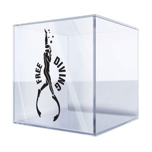 Free Diving Decal – Bold Diver apnea, snorkeling Silhouette Sticker for Cars, Water Bottles, Laptops – Durable Vinyl MB4F4