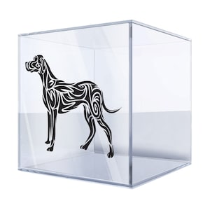 Tribal Dog Design Sticker – Bold Black Canine Silhouette with Intricate Tribal Patterns for Cars, Laptops, and More BBIBB