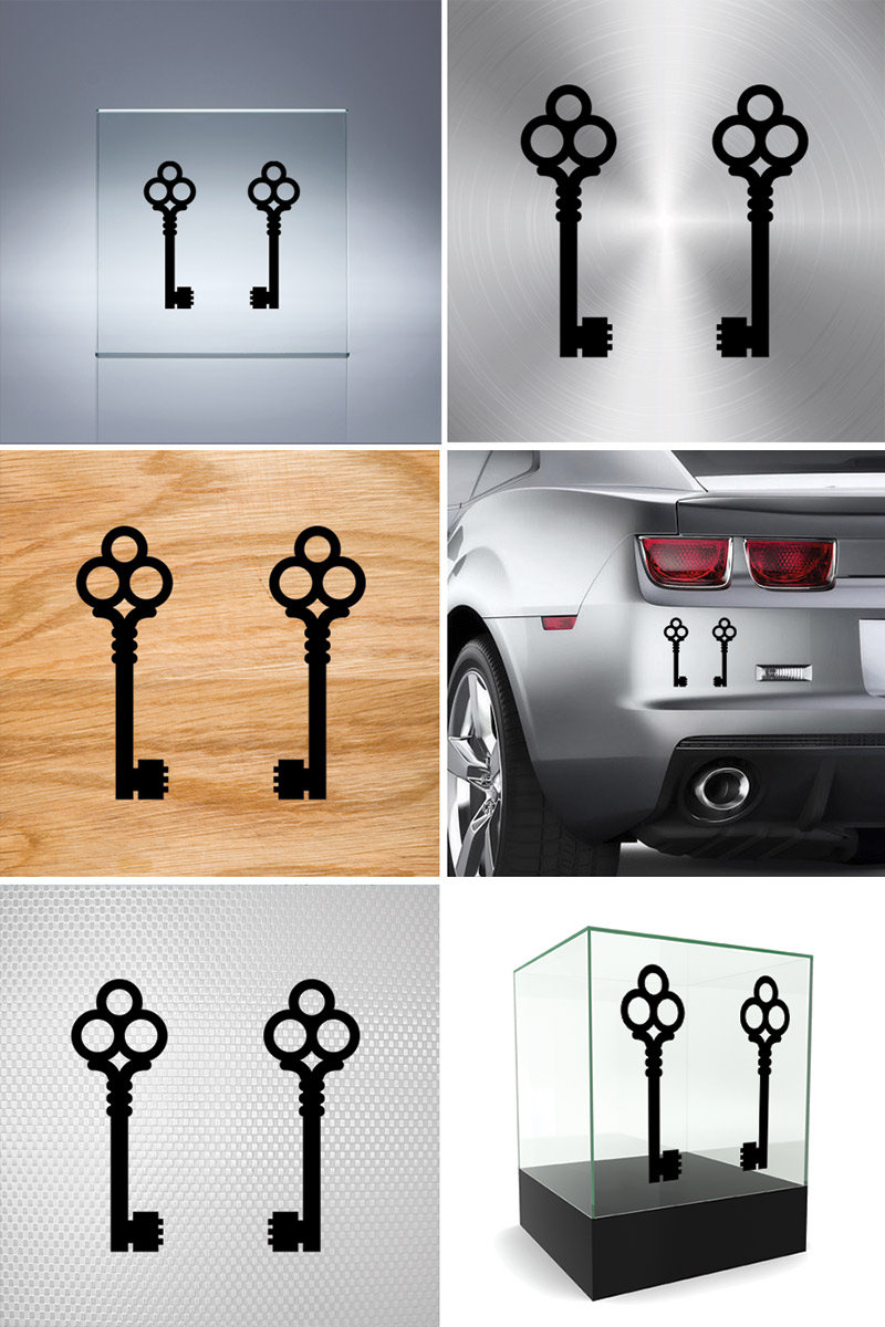 Vintage Key Silhouette Decal Set – Classic Key Design Emblem Vinyl ...