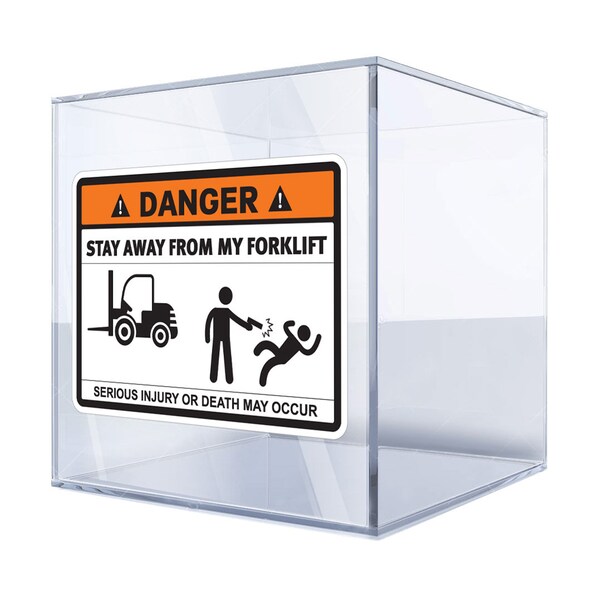 Danger Forklift Safety Warning Sign – Stay Away From My Forklift, Humorous Safety Sticker for Warehouses, Durable Vinyl Decal BDI7U