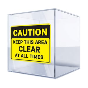 Caution Sign Vinyl Sticker – "Keep This Area Clear At All Times" Safety Decal for Walls, Doors, and Workspaces BU4M7